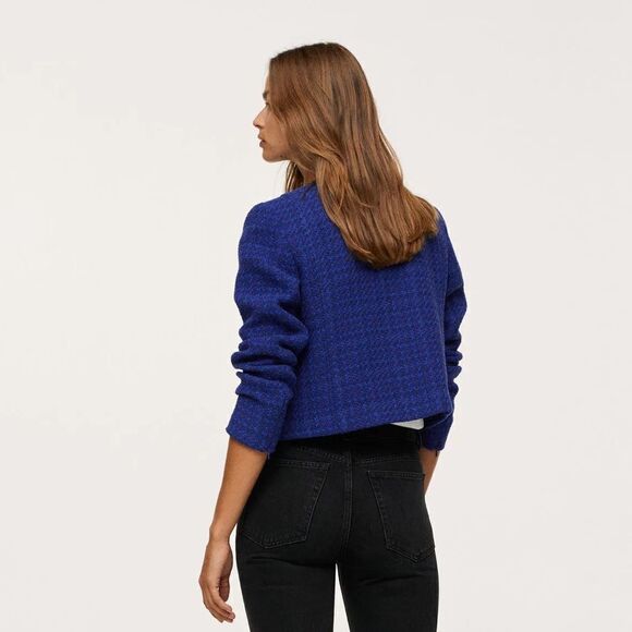 Mango Cropped Tweed Blazer New - Picture 10 of 10